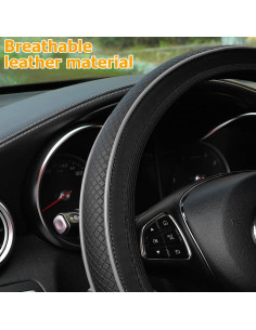 Funda de Volante de Coche Osilly Cuero Antideslizante 38 cm Gris 2