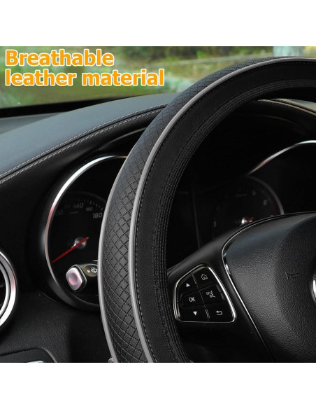 Funda de Volante de Coche Osilly Cuero Antideslizante 38 cm Gris Funda de Volante de Coche Osilly Cuero Antideslizante 38 cm Gris