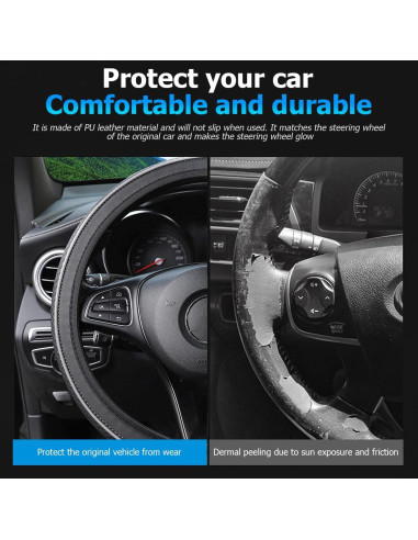 Funda de Volante de Coche Osilly Cuero Antideslizante 38 cm Gris