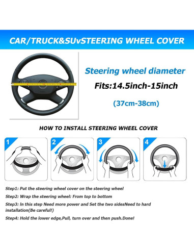 Funda de Volante de Coche Osilly Cuero Antideslizante 38 cm Gris