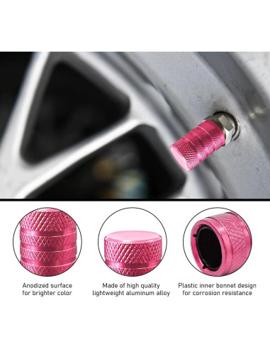 5 Tapones de Válvula de Neumático de Coche Povtii Rosa
