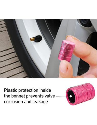 5 Tapones de Válvula de Neumático de Coche Povtii Rosa