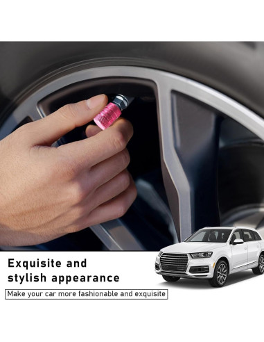 5 Tapones de Válvula de Neumático de Coche Povtii Rosa