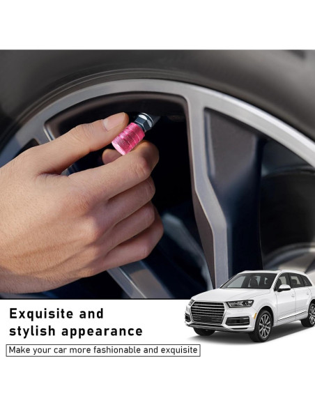 5 Tapones de Válvula de Neumático de Coche Povtii Rosa