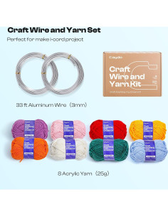 Kit de Tejido i-Cord Caydo con Hilos Acrílicos y Alambre 2