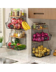Cesta de Alambre con Tapa Jautokerdar 4 Piezas para Cocina 2