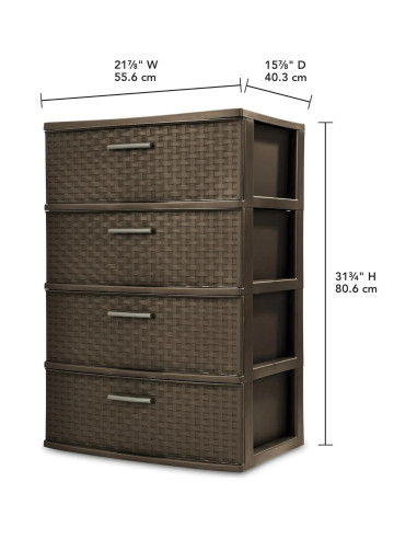 Torre de Almacenamiento 4 Cajones Genérico Espresso 40.3x55.4x80.6 cm