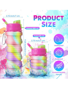 Botellas de Agua Plegables CHENGU 500 ml 5 Pcs Silicona Colorida 2