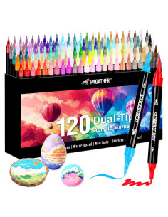Marcadores Acrílicos Pagather 120 Colores Doble Punta Fina y Pincel