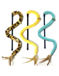 Juguetes para Gatos AZOFFYIU - Varita y Pelotas de Plumas 3 Pzas