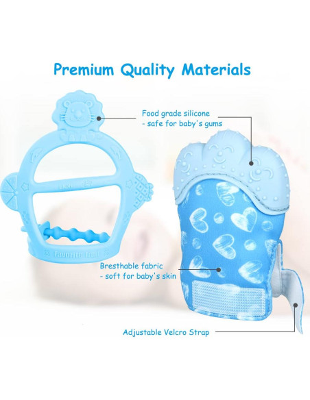Mitones de Dentición Vicloon para Bebés - Silicona Segura 2Pcs