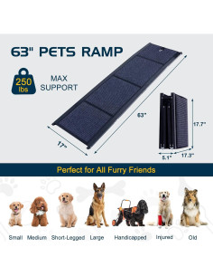 Rampa para Perros Docred 160 cm Antideslizante Soporta 104 kg 2