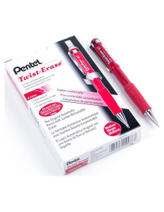 Lápiz Mecánico Pentel Twist-Erase III 0.7mm Rojo - 12 Unidades