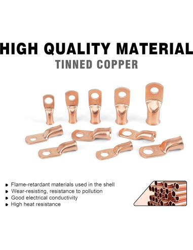 10 Conectores de Terminales de Anillo Sanuke 1/0 AWG Cobre
