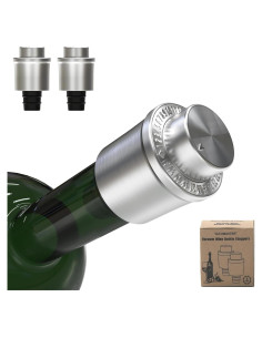 Tapones de Vino al Vacío VACUMASTER - Acero Inoxidable, 2 Unidades