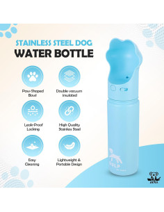 Botella de Agua para Perros Duna 510ml Acero Inoxidable Azul 2