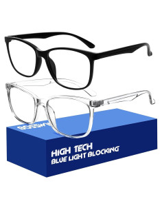 Gafas Anti Luz Azul BOSSWIN Cuadradas 99% Filtrado Claro