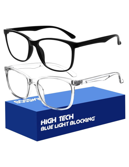 Gafas Anti Luz Azul BOSSWIN Cuadradas 99% Filtrado Claro