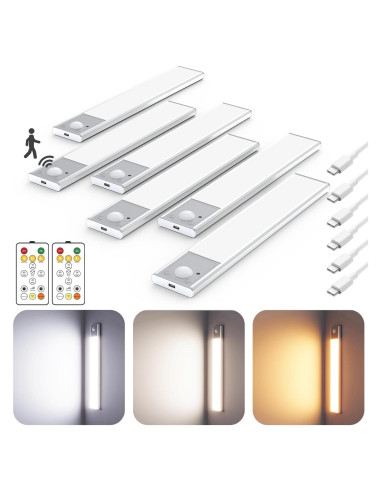 Luces LED Bajo Gabinete Skairipa 21.8 cm Inalámbricas 6Pack