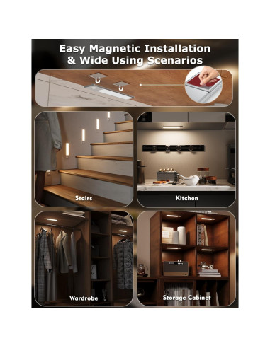 Luces LED Bajo Gabinete Skairipa 21.8 cm Inalámbricas 6Pack