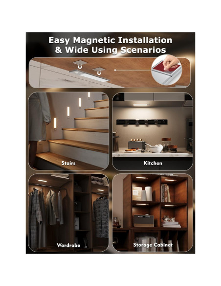 Luces LED Bajo Gabinete Skairipa 21.8 cm Inalámbricas 6Pack Luces LED Bajo Gabinete Skairipa 21.8 cm Inalámbricas 6Pack