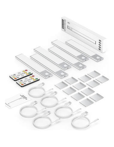 Luces LED Bajo Gabinete Skairipa 21.8 cm Inalámbricas 6Pack