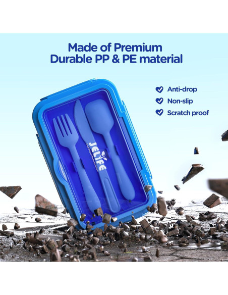 Caja Bento Jelife para Niños 1100ml Azul - A Prueba de Fugas Caja Bento Jelife para Niños 1100ml Azul - A Prueba de Fugas