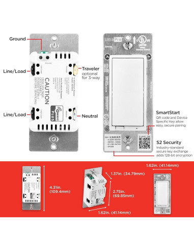 Atenuador de Luz Inteligente UltraPro Z-Wave 39351, Control Remoto