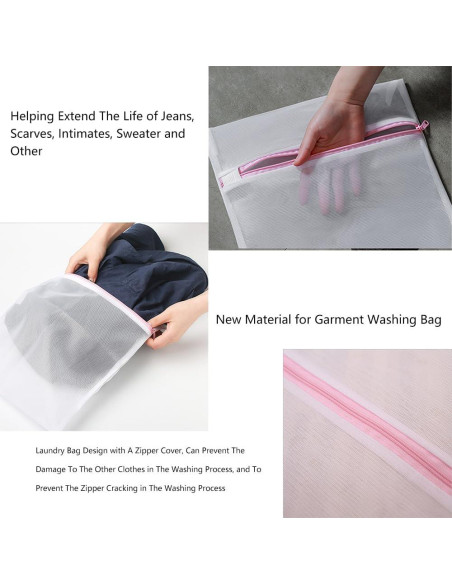 3 Bolsas de Lavandería de Malla Fina Lsnhincp - Cremallera