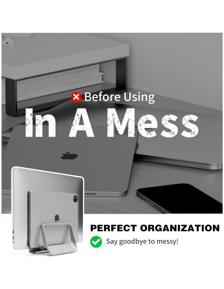 Soporte Vertical para Laptop AFOOYO Ajustable Gris - Bloqueo por Gravedad Soporte Vertical para Laptop AFOOYO Ajustable Gris - Bloqueo por Gravedad