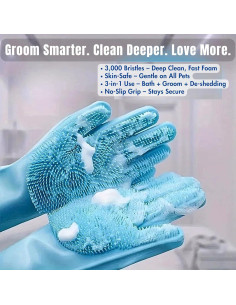 Guantes de Baño y Acicalamiento de Silicona KLS01PBG 2-en-1 2