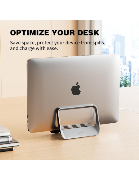 Soporte Vertical para Laptop AFOOYO Ajustable Gris - Bloqueo por Gravedad Soporte Vertical para Laptop AFOOYO Ajustable Gris - Bloqueo por Gravedad