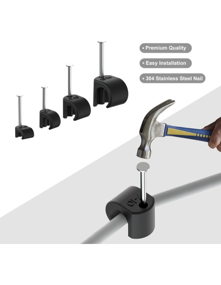 Clip de Cable Negro PolarPulse Paquete de 200 Alta Resistencia Clip de Cable Negro PolarPulse Paquete de 200 Alta Resistencia