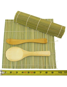 Kit de Hacer Sushi JapanBargain - 2 Esteras de Bambú Verde 2