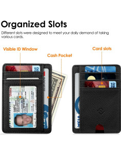 Billetera delgada Fintie con bloqueo RFID para tarjetas - Negro 2