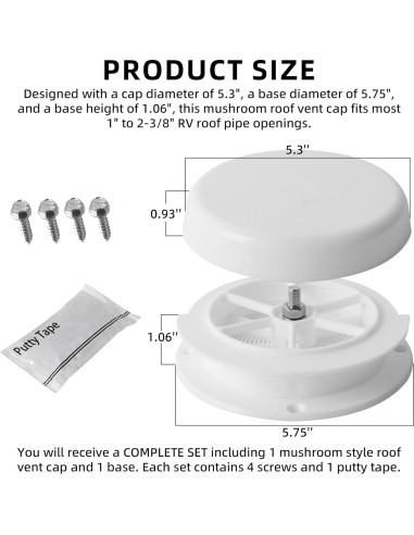 Tapa de Ventilación de Techo Estilo Hongo Aussio - Blanca