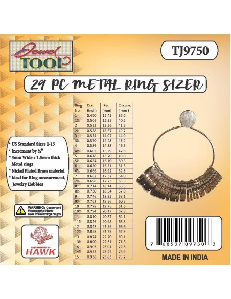 Juego de Medición de Anillos 29 Piezas Acero Inoxidable 3mm Juego de Medición de Anillos 29 Piezas Acero Inoxidable 3mm