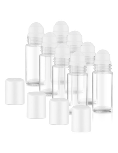 8 Botellas de Vidrio 30ml con Rodillo para Aceite Esencial