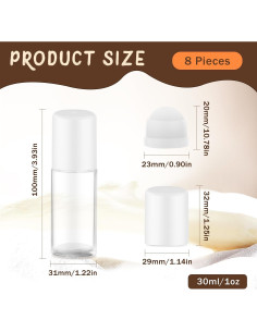 8 Botellas de Vidrio 30ml con Rodillo para Aceite Esencial 2