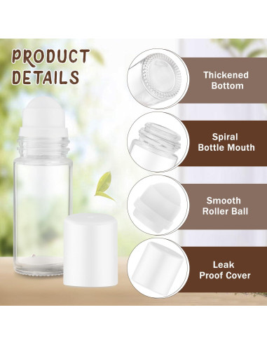 8 Botellas de Vidrio 30ml con Rodillo para Aceite Esencial