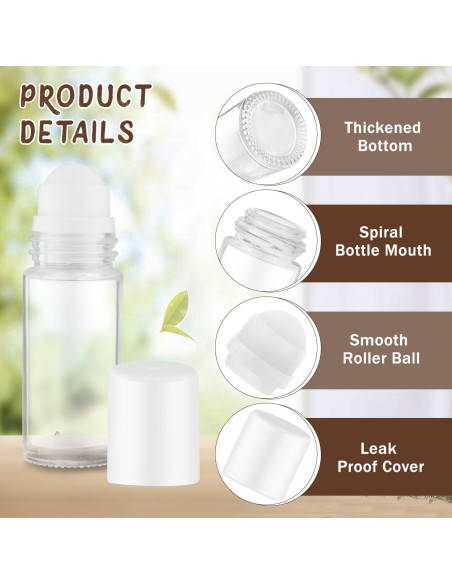 8 Botellas de Vidrio 30ml con Rodillo para Aceite Esencial