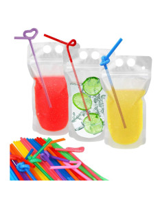100 Bolsas de Bebida Ucio Recerrables 450 ml Translúcidas