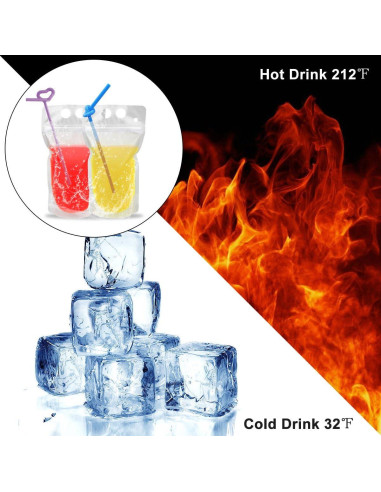 100 Bolsas de Bebida Ucio Recerrables 450 ml Translúcidas