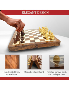 Juego de Ajedrez Magnético de Madera 30.48 cm Store Indya 2