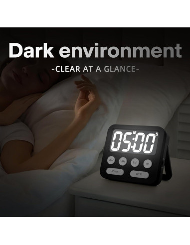 Temporizador Pomodoro Digital AOUVES con Pantalla Grande Negro