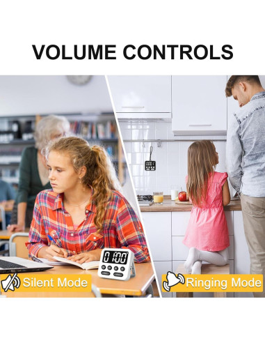 Temporizador Pomodoro Digital AOUVES con Pantalla Grande Negro