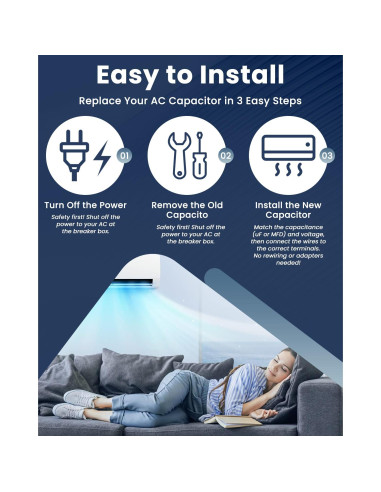 Capacitor CBB65B 45/5uF 370/440V Sikawai para Aire Acondicionado