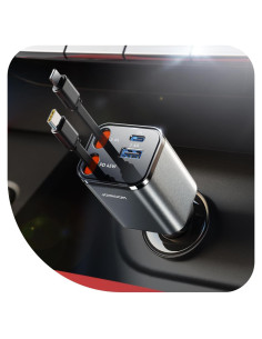 Cargador de Coche Retráctil JOYROOM 84W USB-C iPhone 16