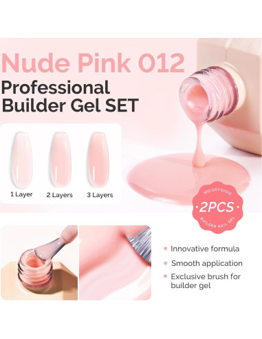 Gel Base Rosa para Uñas MelodySusie 15ml - 2 Piezas