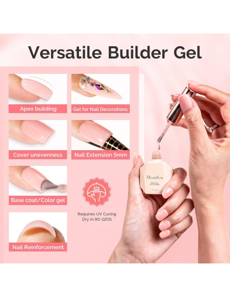 Gel Base Rosa para Uñas MelodySusie 15ml - 2 Piezas